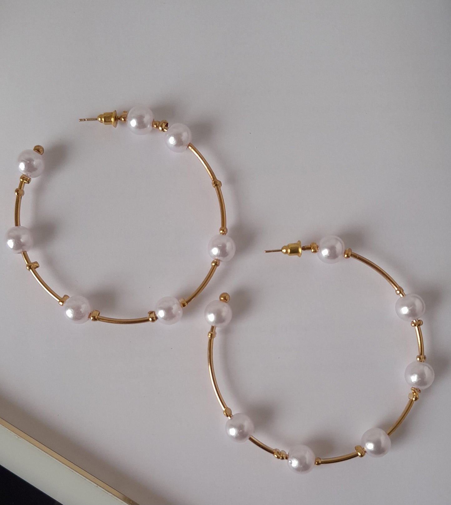 Pearled Gold Hoops