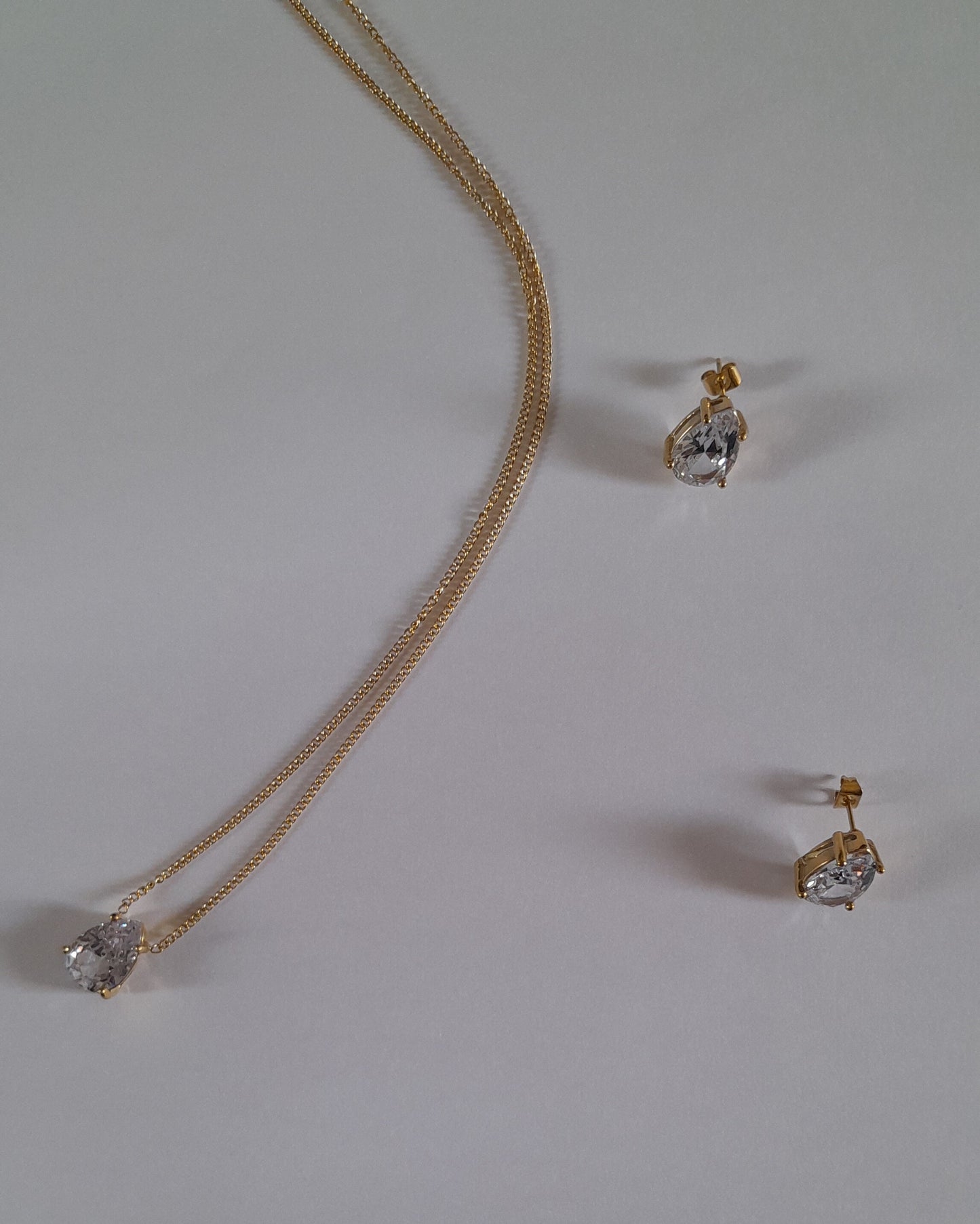 Cubic zirconia necklace and earrings set